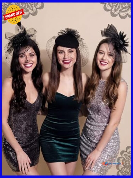 8 Pillbox Fascinator Hats with Veil Feather Mesh Wedding Funeral Tea Party